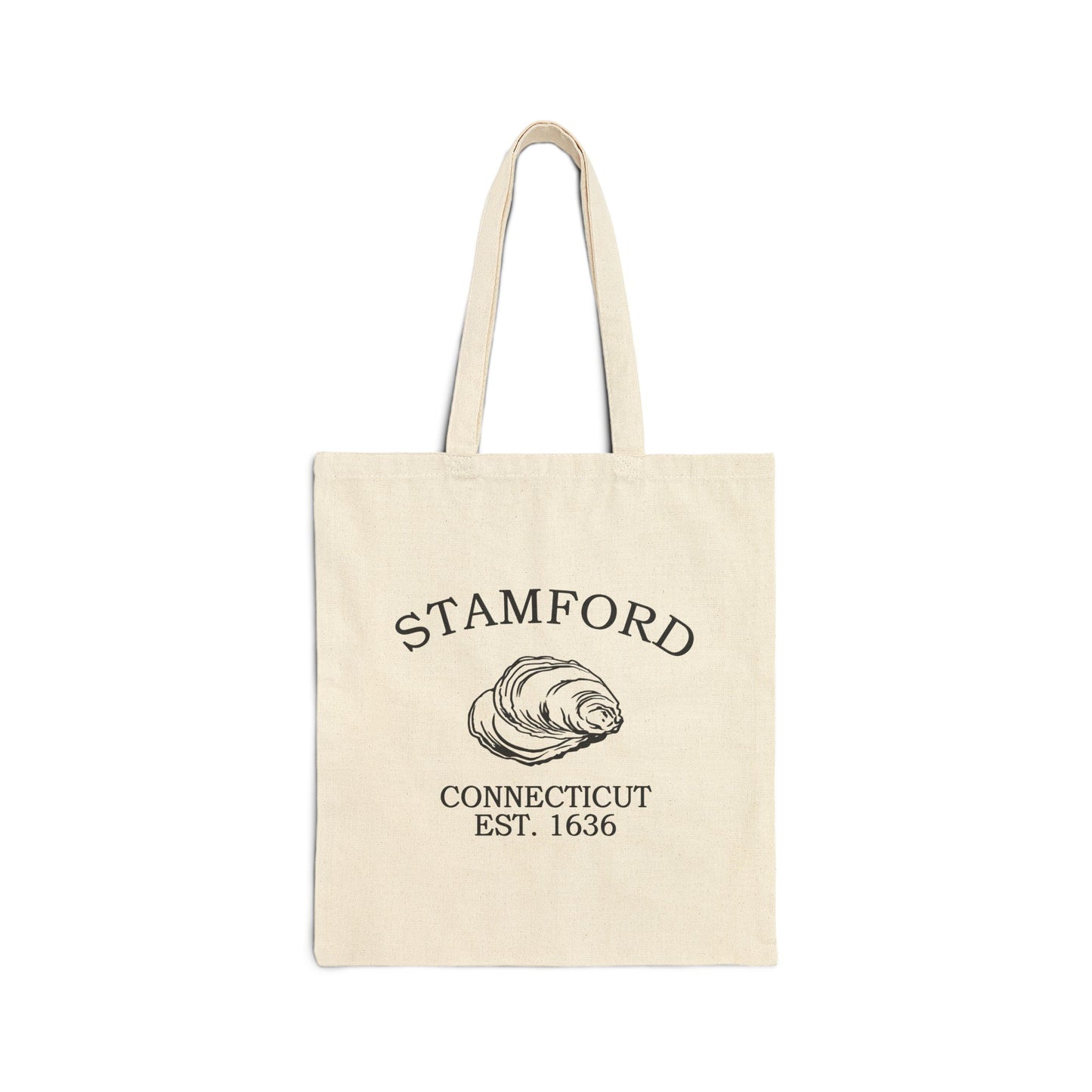 Stamford Connecticut Vintage Retro Cotton Canvas Tote Bag - Black Logo