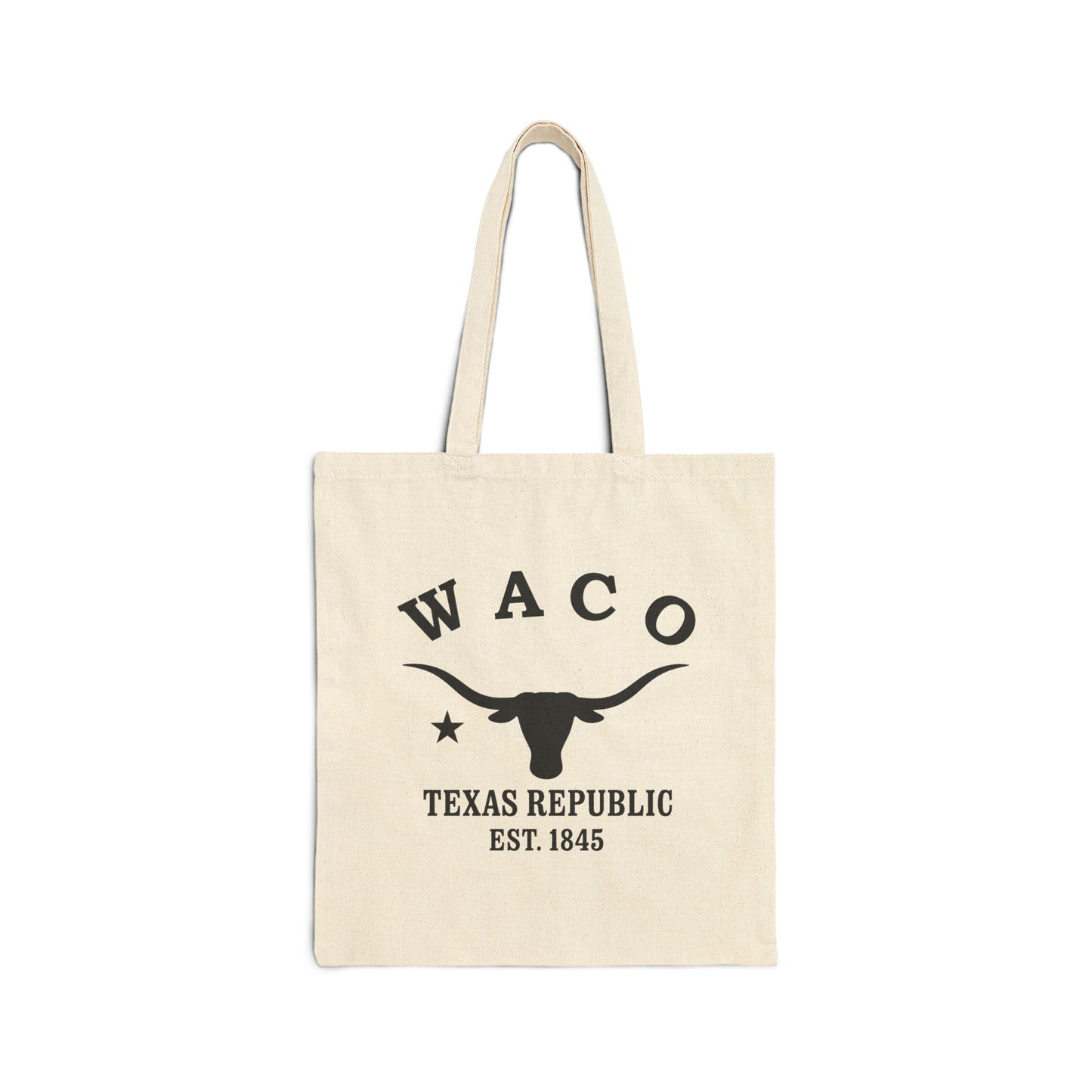 Waco Texas Vintage Retro Cotton Canvas Tote Bag - Black Logo