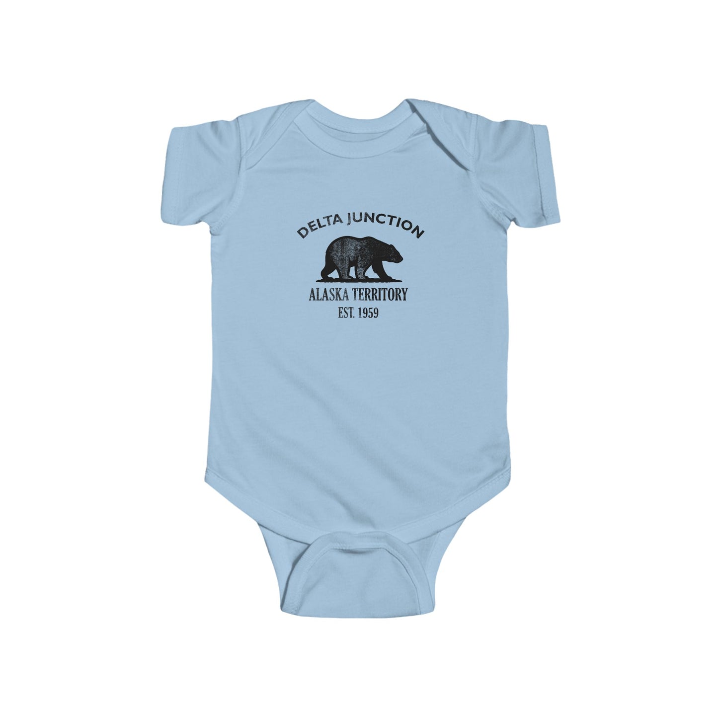 Delta Junction Alaska Vintage Retro Cotton Jersey Baby Bodysuit - Black Logo