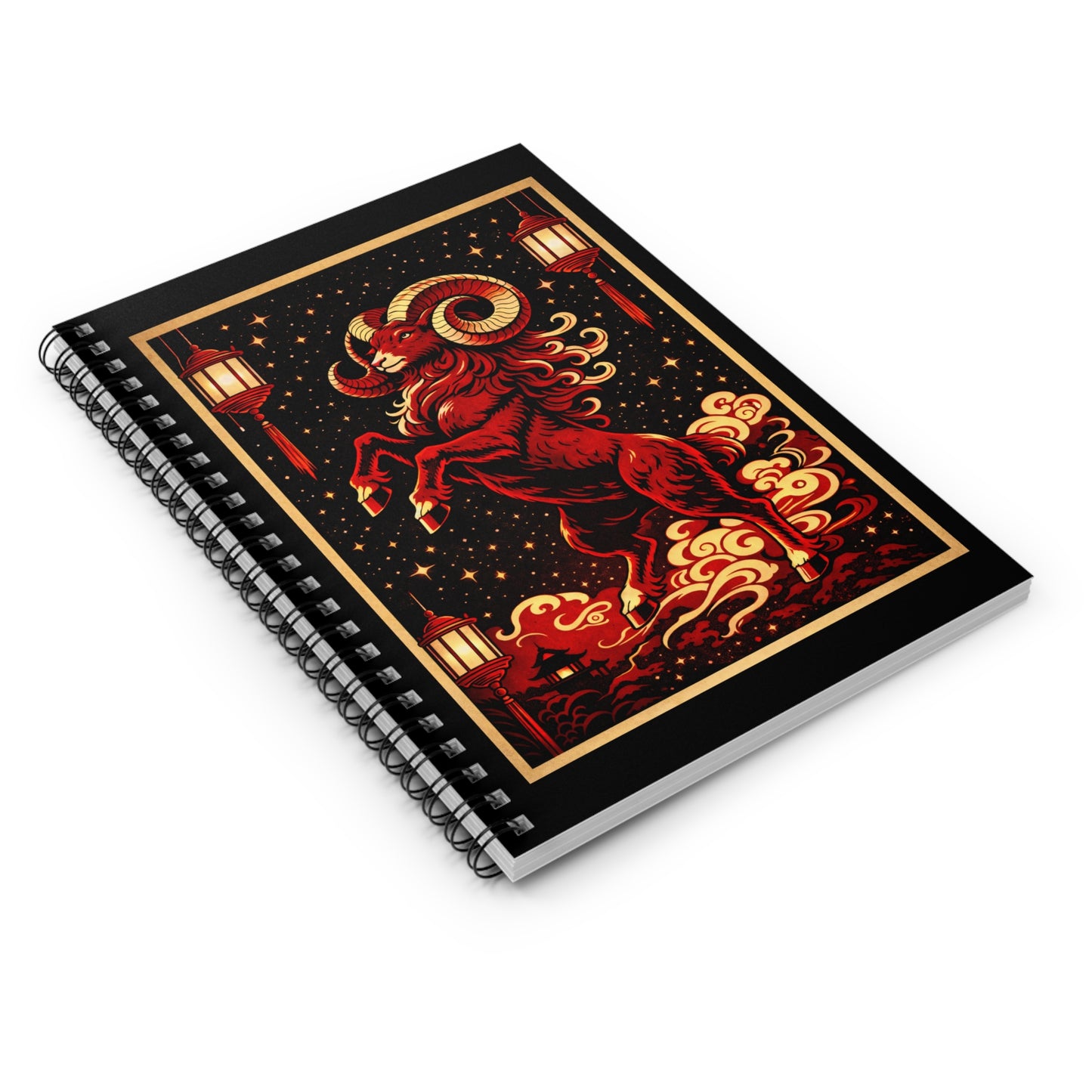 Zodiac Year of the Sheep (2015+) Vintage Retro Art Series Spiral Ruled Journal