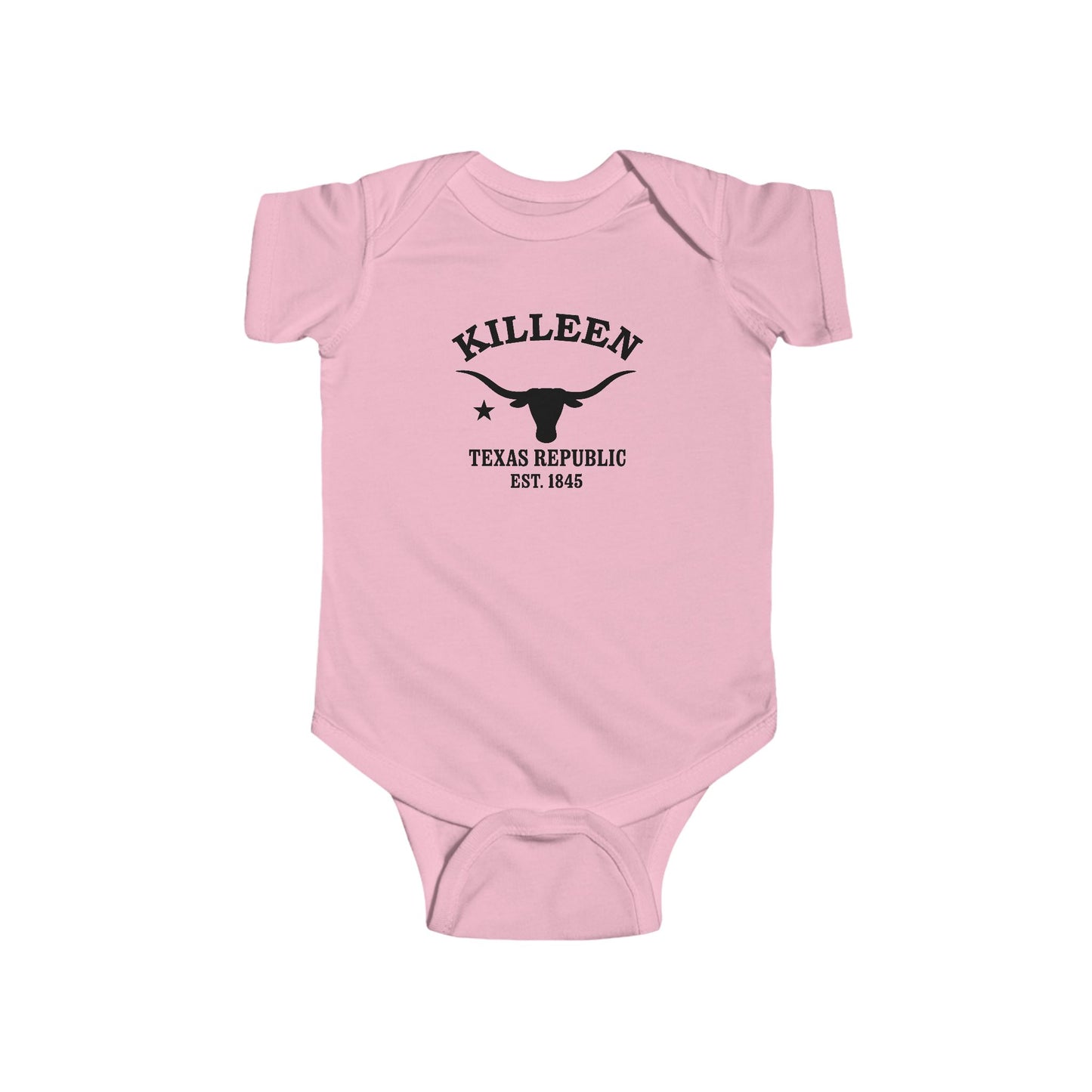 Killeen Texas Vintage Retro Cotton Jersey Baby Bodysuit - Black Logo