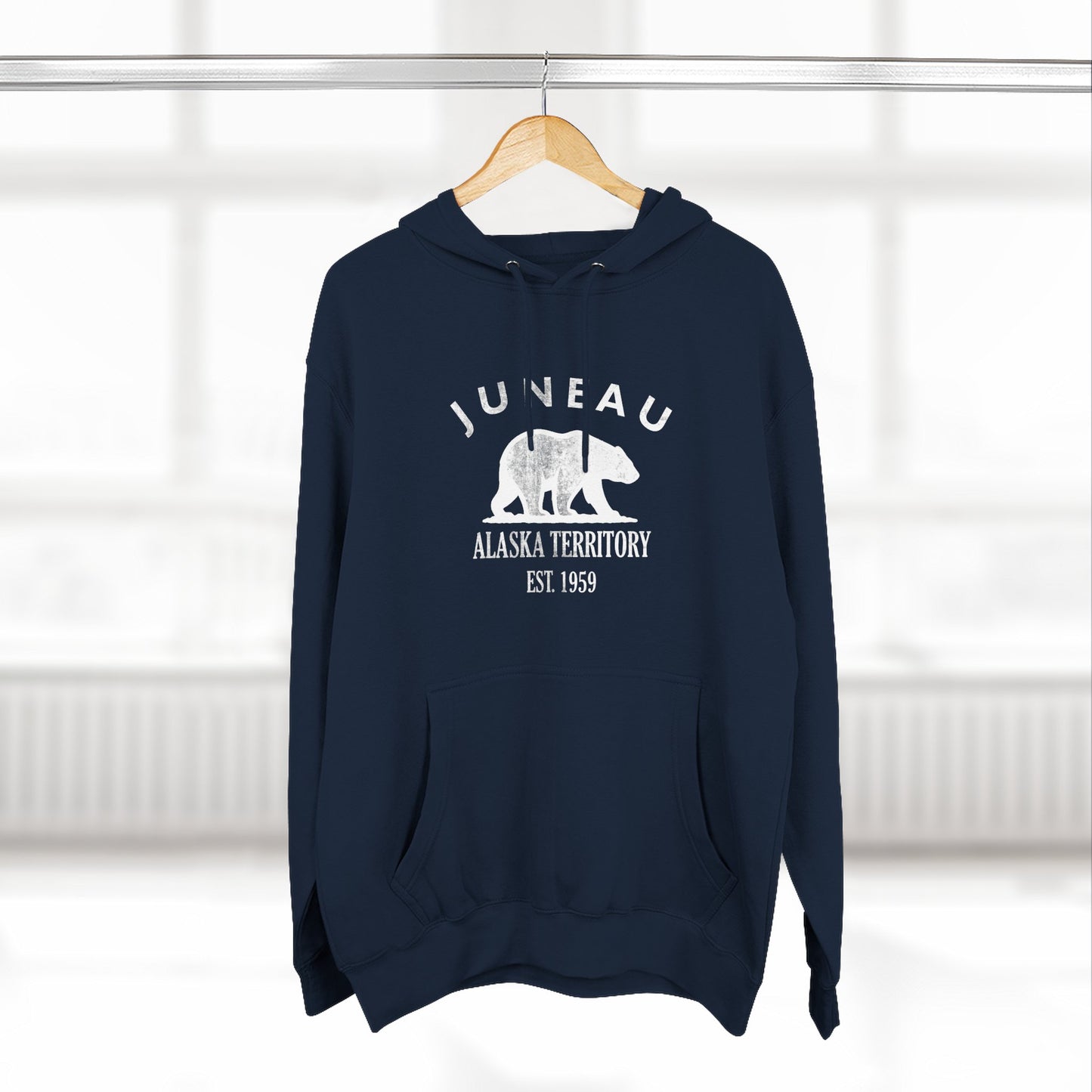Juneau Alaska Vintage Retro Unisex Heavy Cotton Hoodie - White Logo