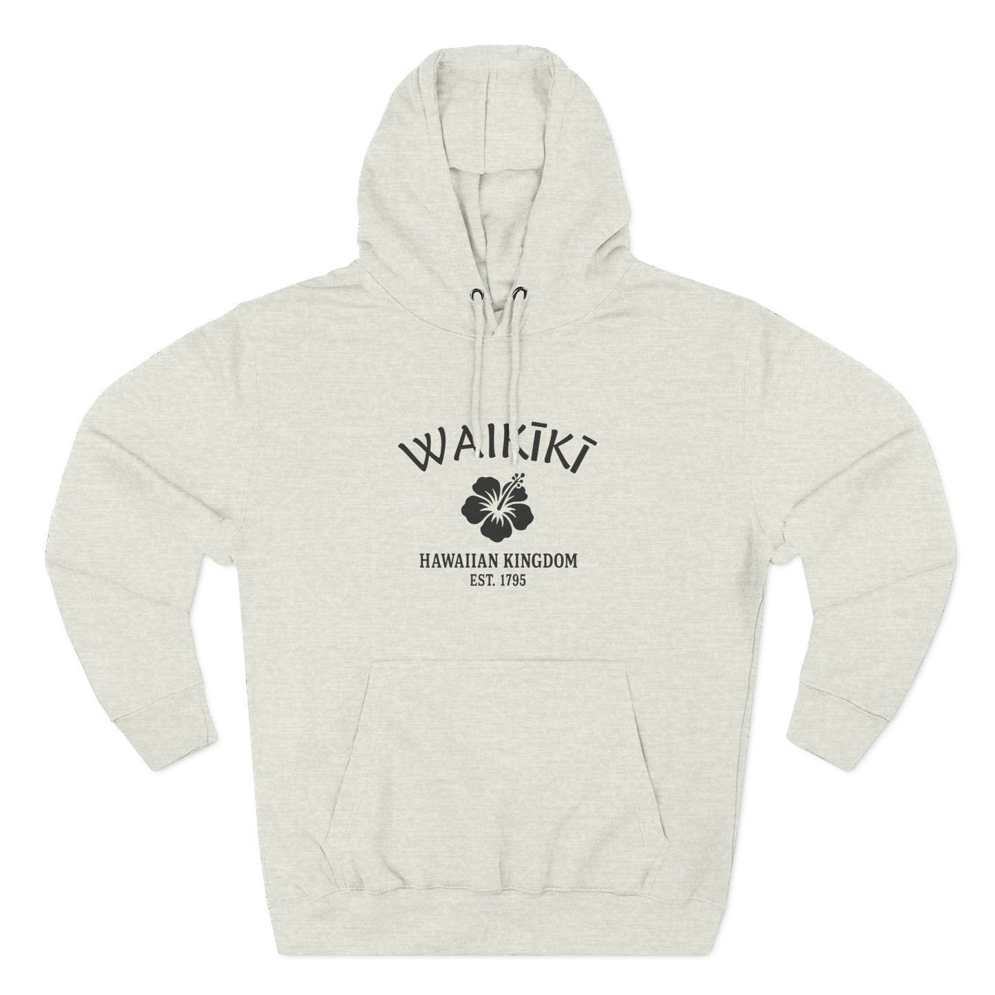 Waikiki Hawaii Vintage Retro Unisex Heavy Cotton Hoodie - Black Logo