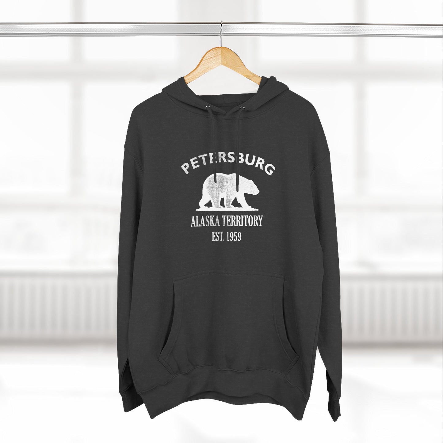 Petersburg Alaska Vintage Retro Unisex Heavy Cotton Hoodie - White Logo