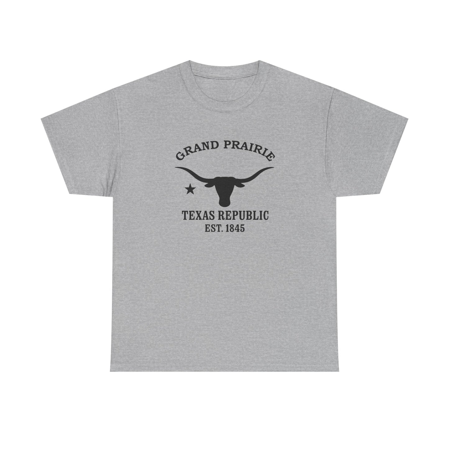 Grand Prairie Texas Vintage Retro Unisex Heavy Cotton Tee - Black Logo
