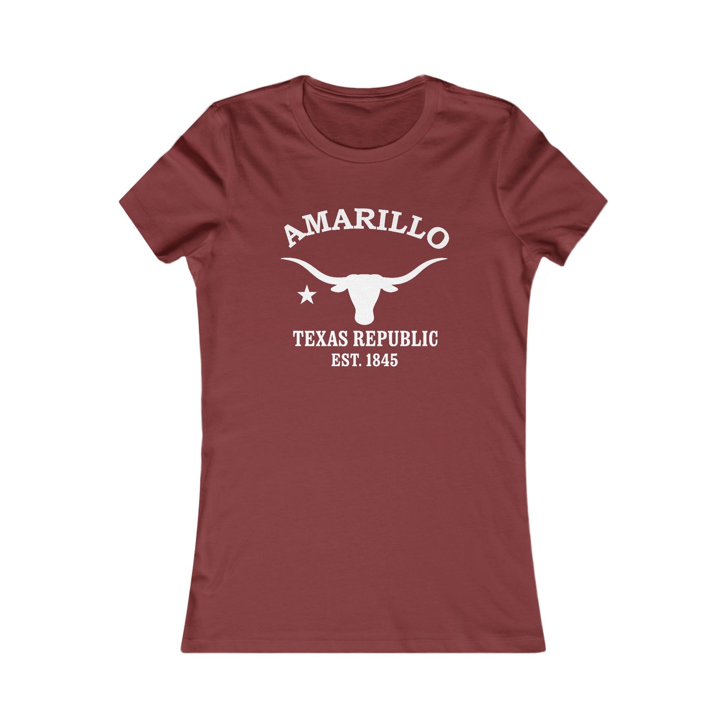 Amarillo Texas Vintage Retro Womens Fitted Ringspun Cotton Tee - White Logo