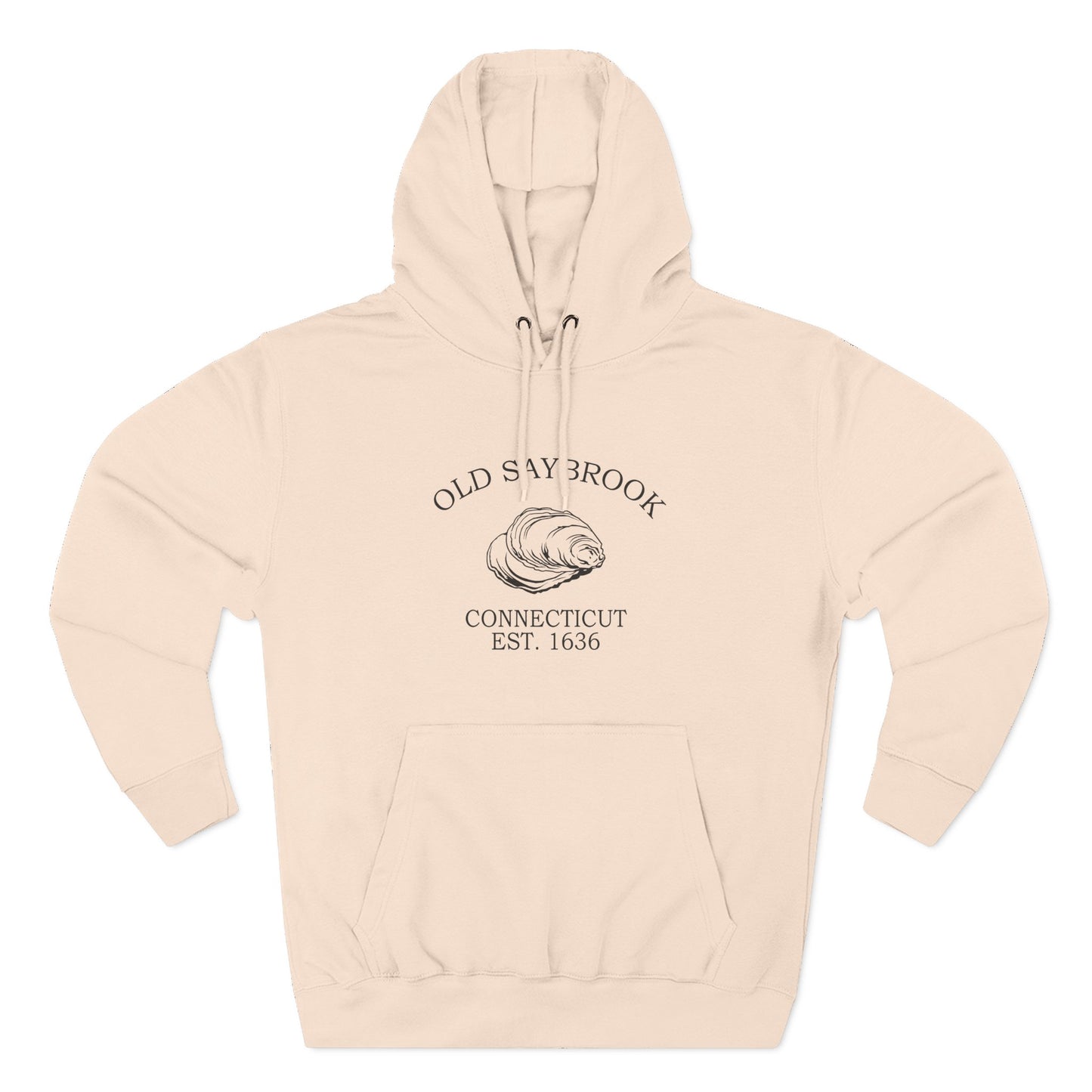 Old Saybrook Connecticut Vintage Retro Unisex Heavy Cotton Hoodie - Black Logo