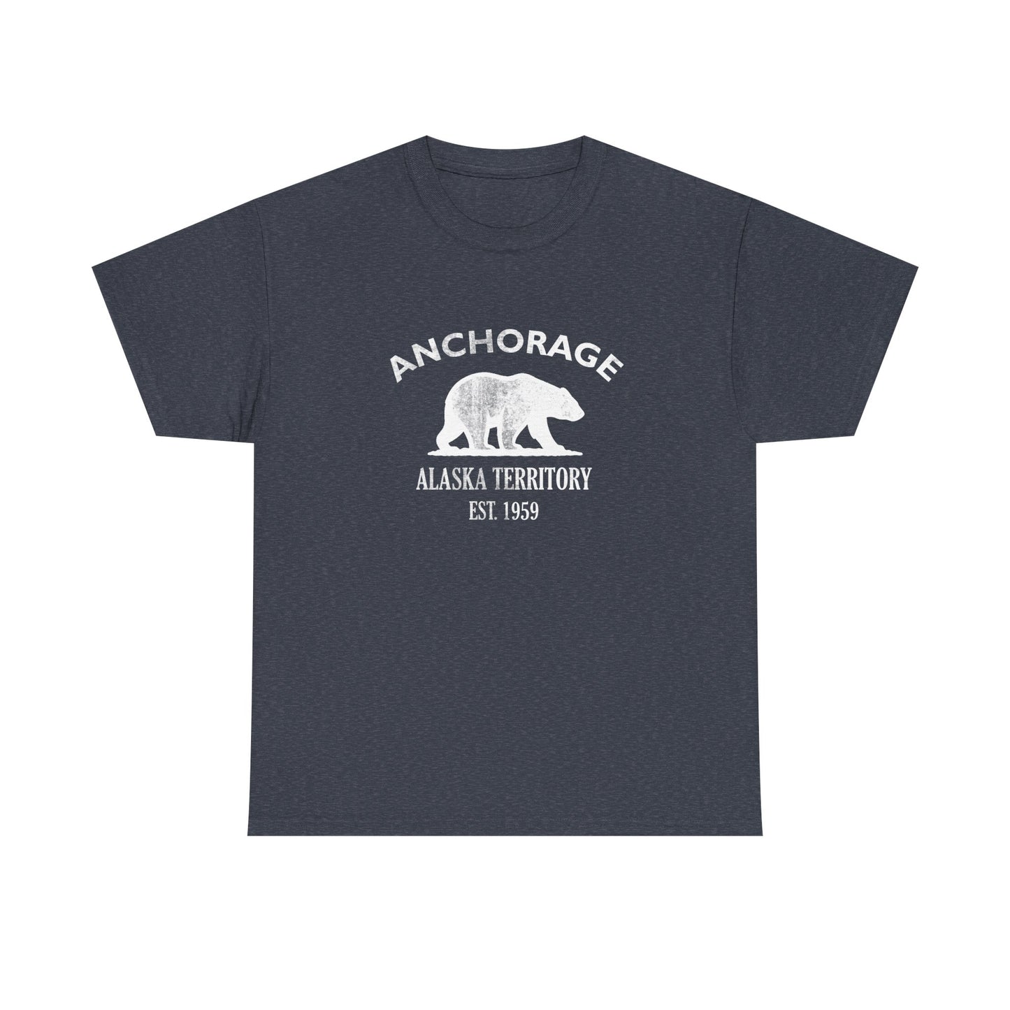 Anchorage Alaska Vintage Retro Unisex Heavy Cotton Tee - White Logo