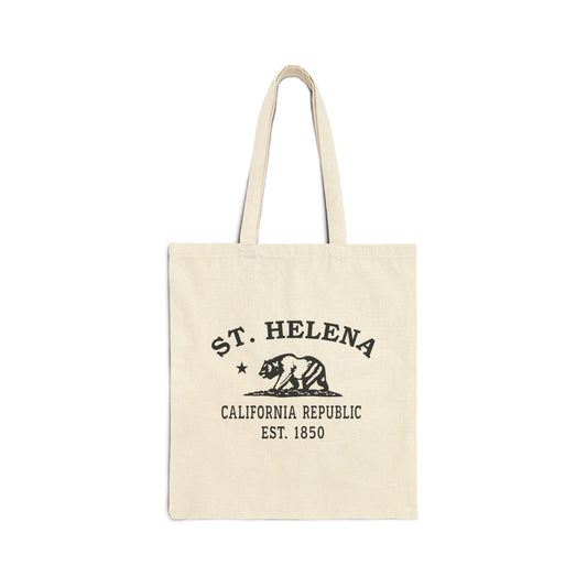 St Helena California Vintage Retro Cotton Canvas Tote Bag - Black Logo