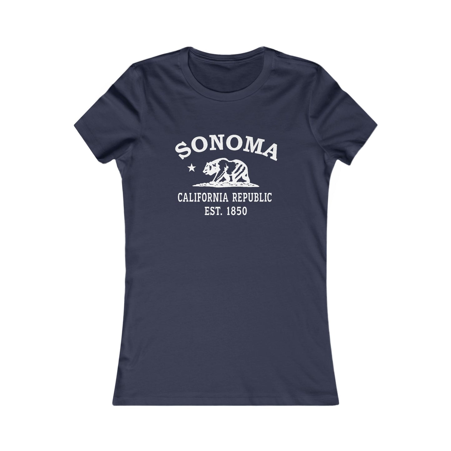 Sonoma California Vintage Retro Womens Fitted Ringspun Cotton Tee - White Logo