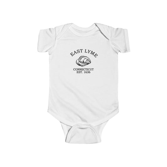 East Lyme Connecticut Vintage Retro Cotton Jersey Baby Bodysuit - Black Logo