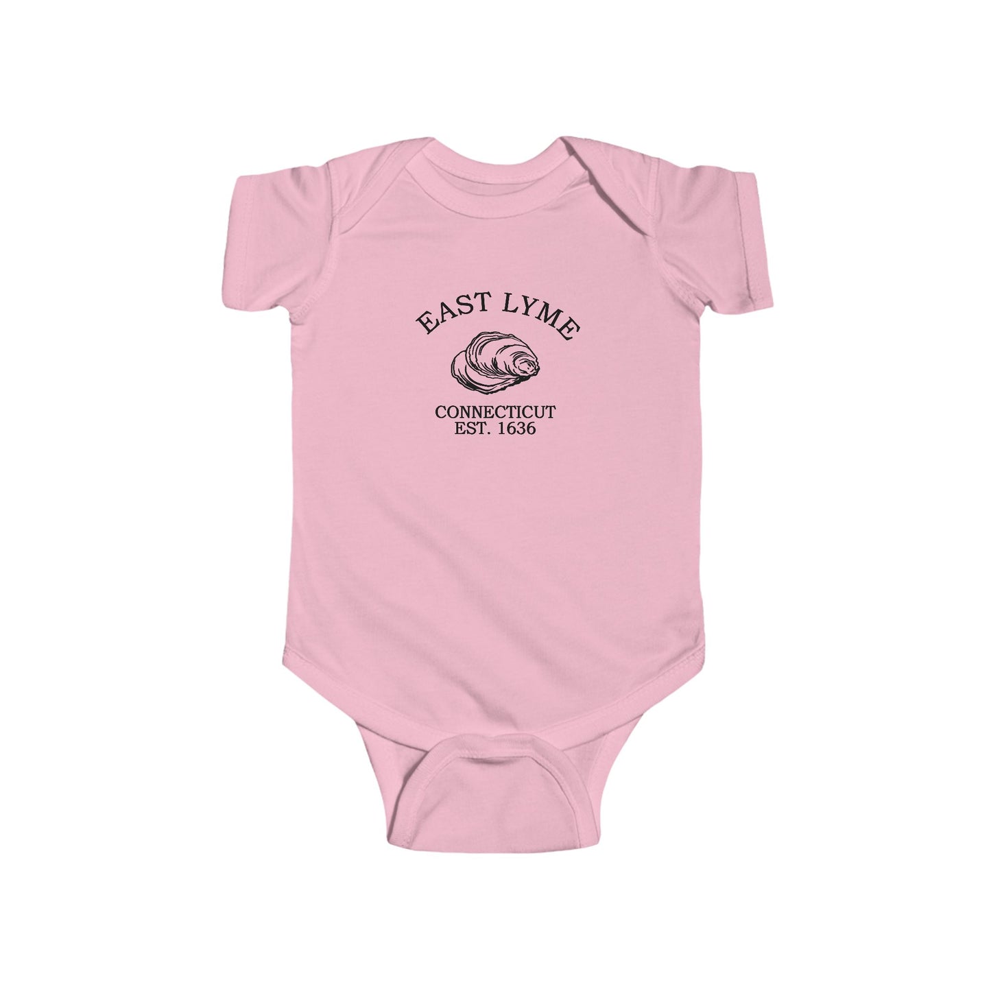 East Lyme Connecticut Vintage Retro Cotton Jersey Baby Bodysuit - Black Logo