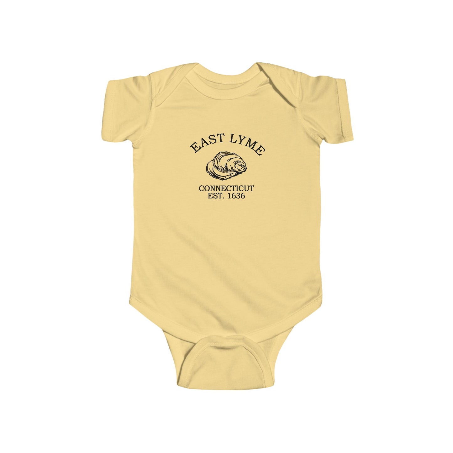 East Lyme Connecticut Vintage Retro Cotton Jersey Baby Bodysuit - Black Logo
