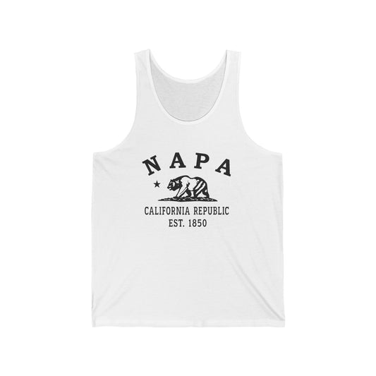 Napa California Vintage Retro Unisex Cotton Jersey Tank Top - Black Logo