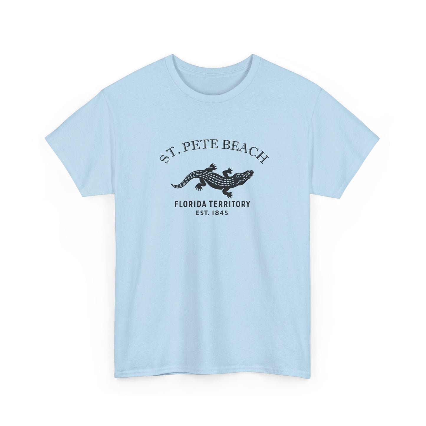 St Pete Beach Florida Vintage Retro Unisex Heavy Cotton Tee - Black Logo