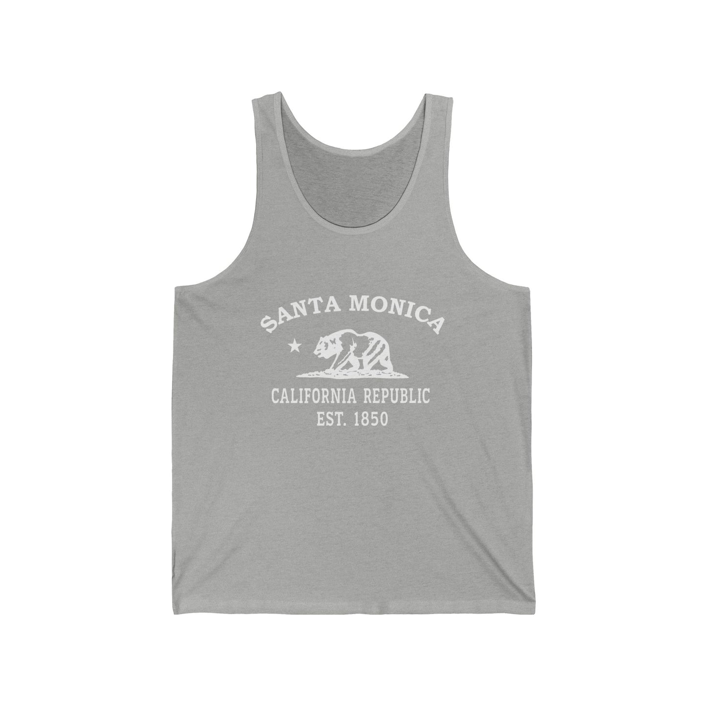 Santa Monica California Unisex Cotton Jersey Tank Top - White Logo