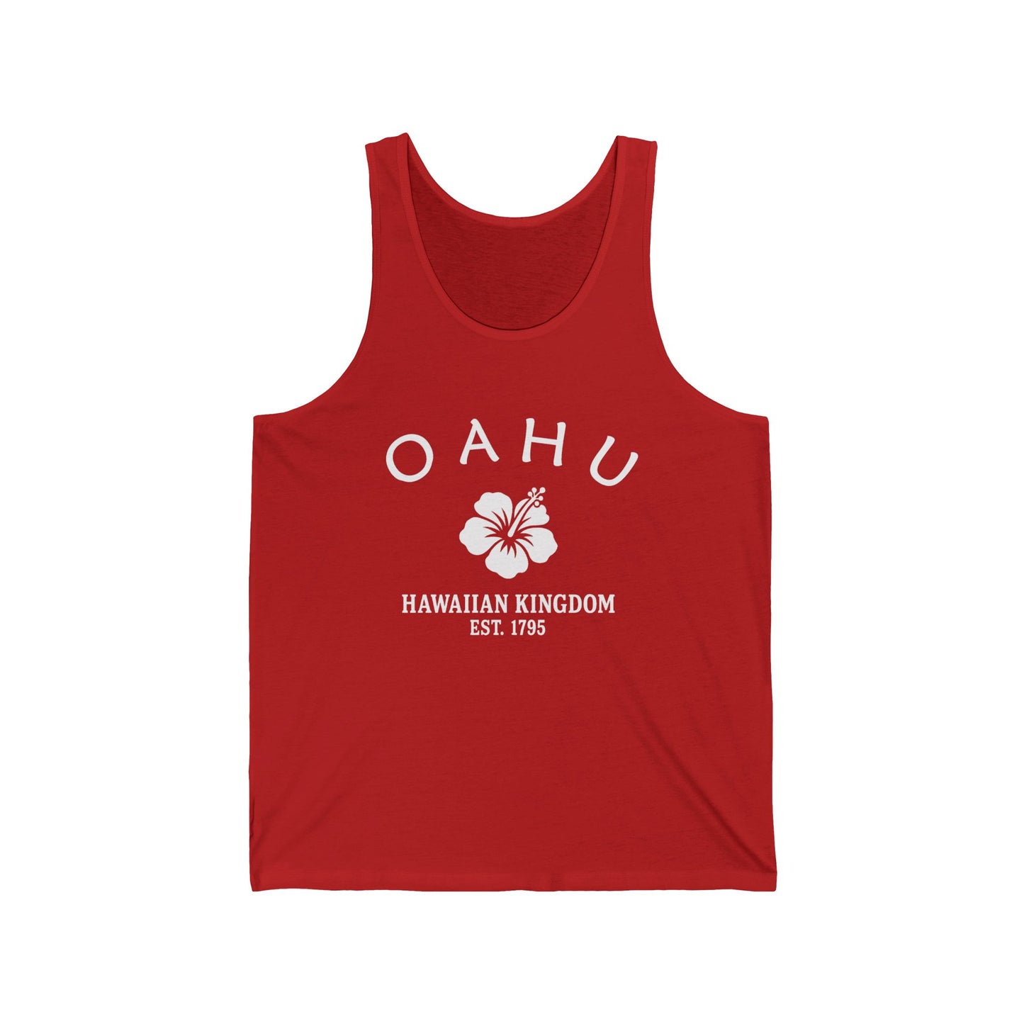 Oahu Hawaii Unisex Cotton Jersey Tank Top - White Logo