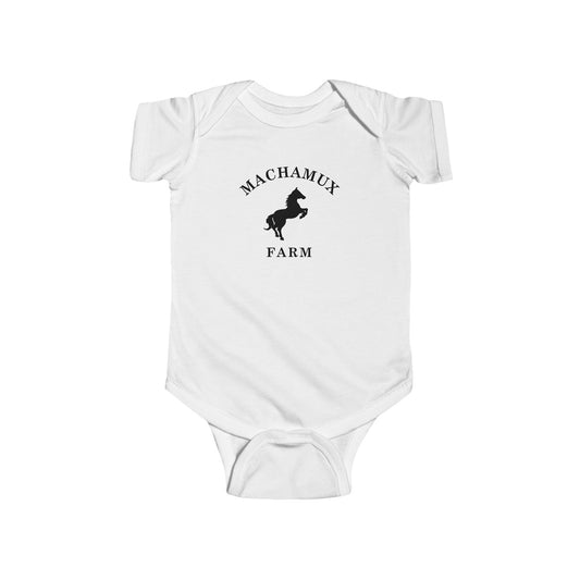 Machamux Farm Vintage Retro Cotton Jersey Baby Bodysuit - Black Logo