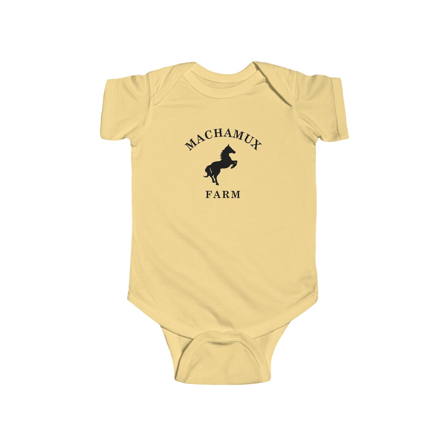 Machamux Farm Vintage Retro Cotton Jersey Baby Bodysuit - Black Logo