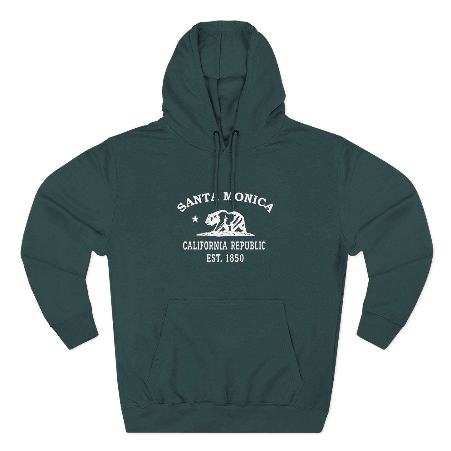 Santa Monica California Vintage Retro Unisex Heavy Cotton Hoodie - White Logo