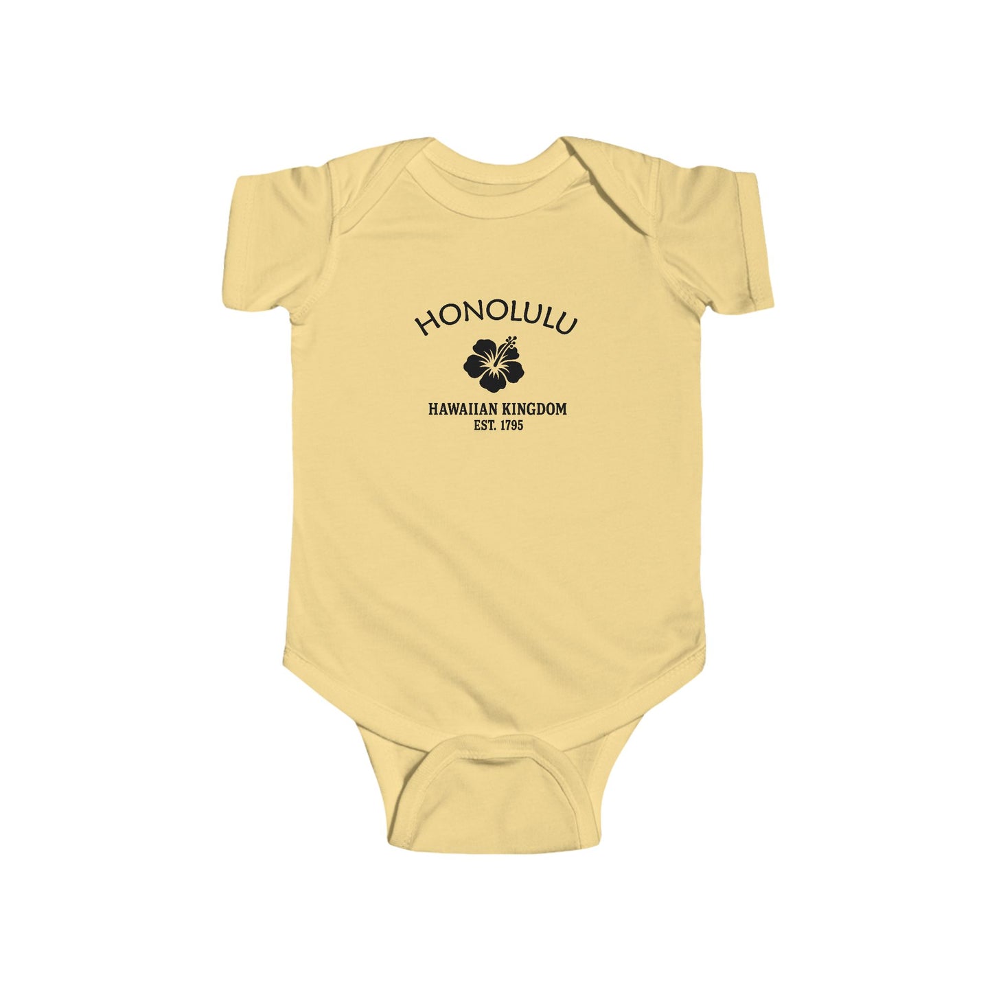 Honolulu Hawaii Vintage Retro Cotton Jersey Baby Bodysuit - Black Logo