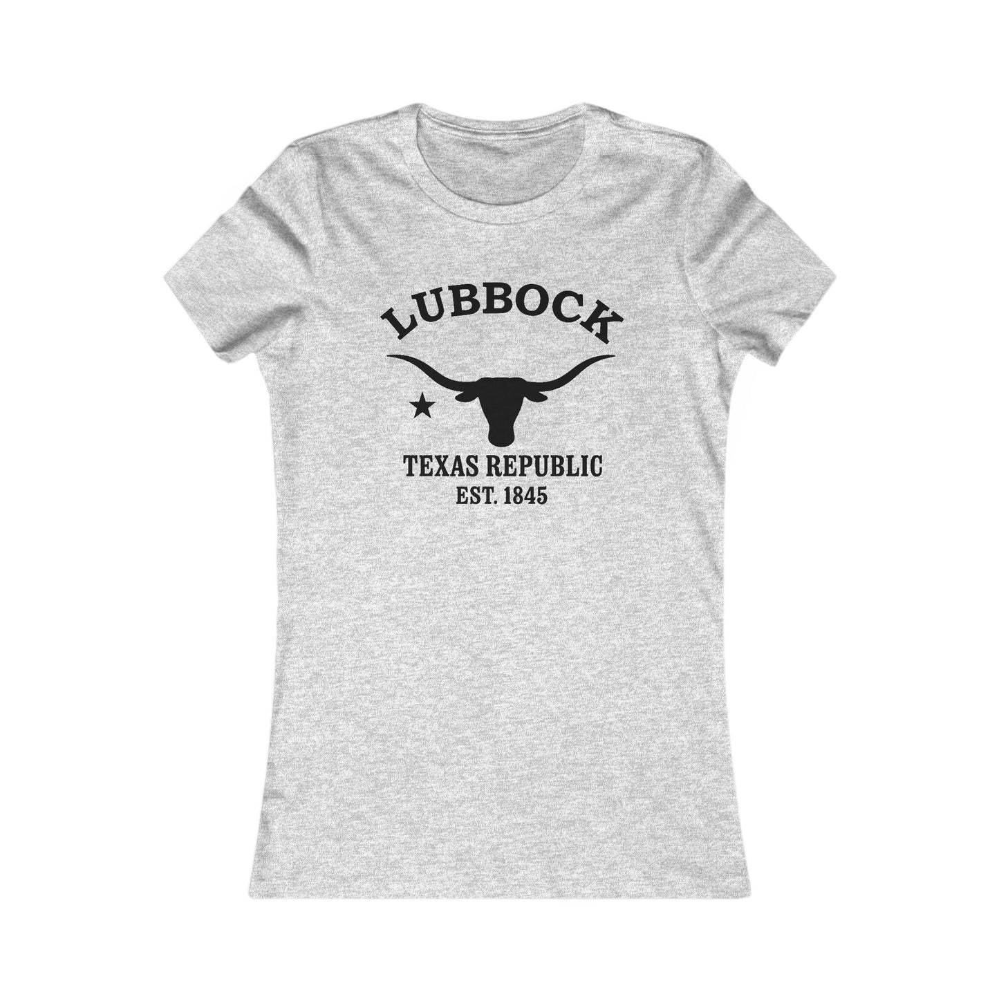 Lubbock Texas Ringspun Cotten Fitted Vintage Retro Womens Tee - Black Logo