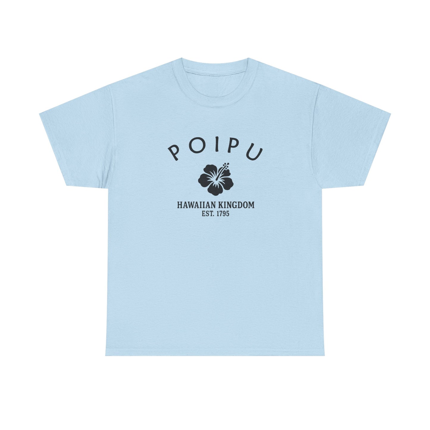 Poipu Hawaii Vintage Retro Unisex Heavy Cotton Tee - Black Logo