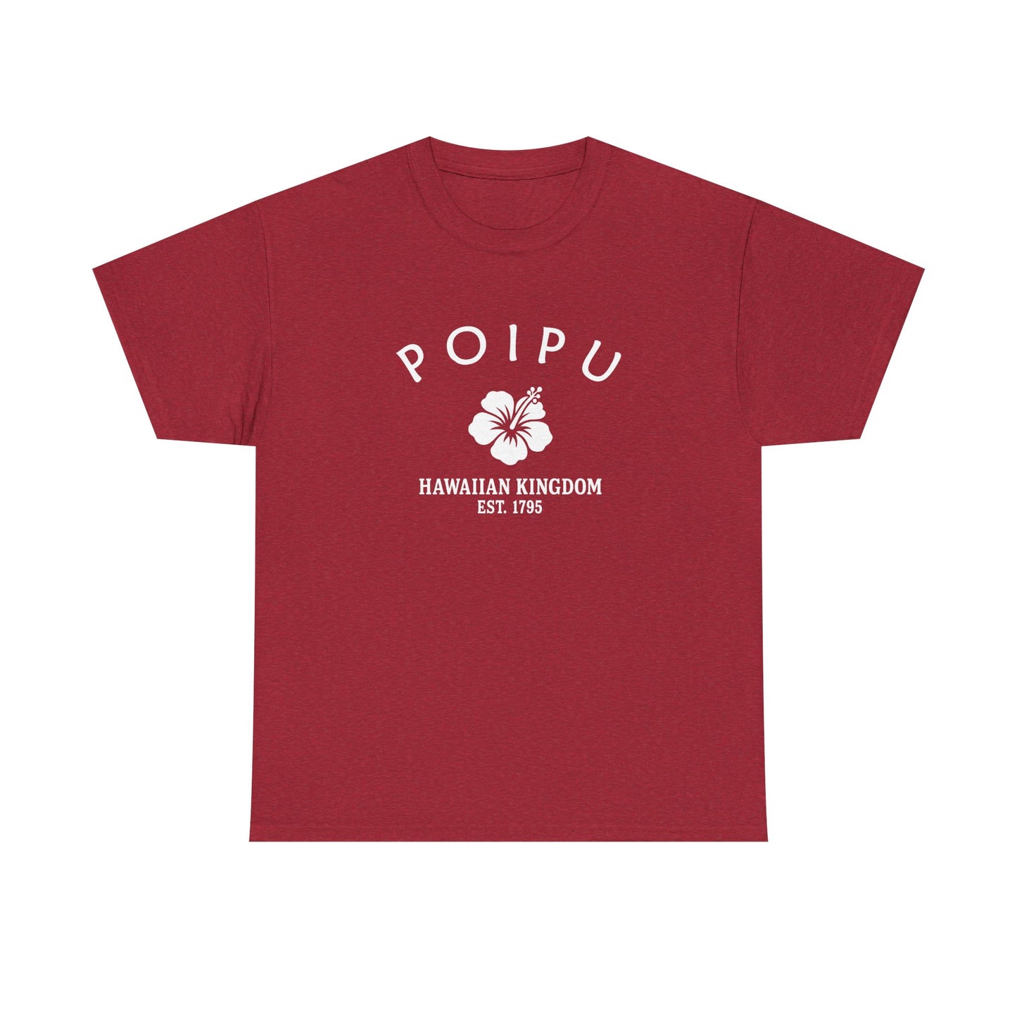 Poipu Hawaii Vintage Retro Unisex Heavy Cotton Tee - White Logo