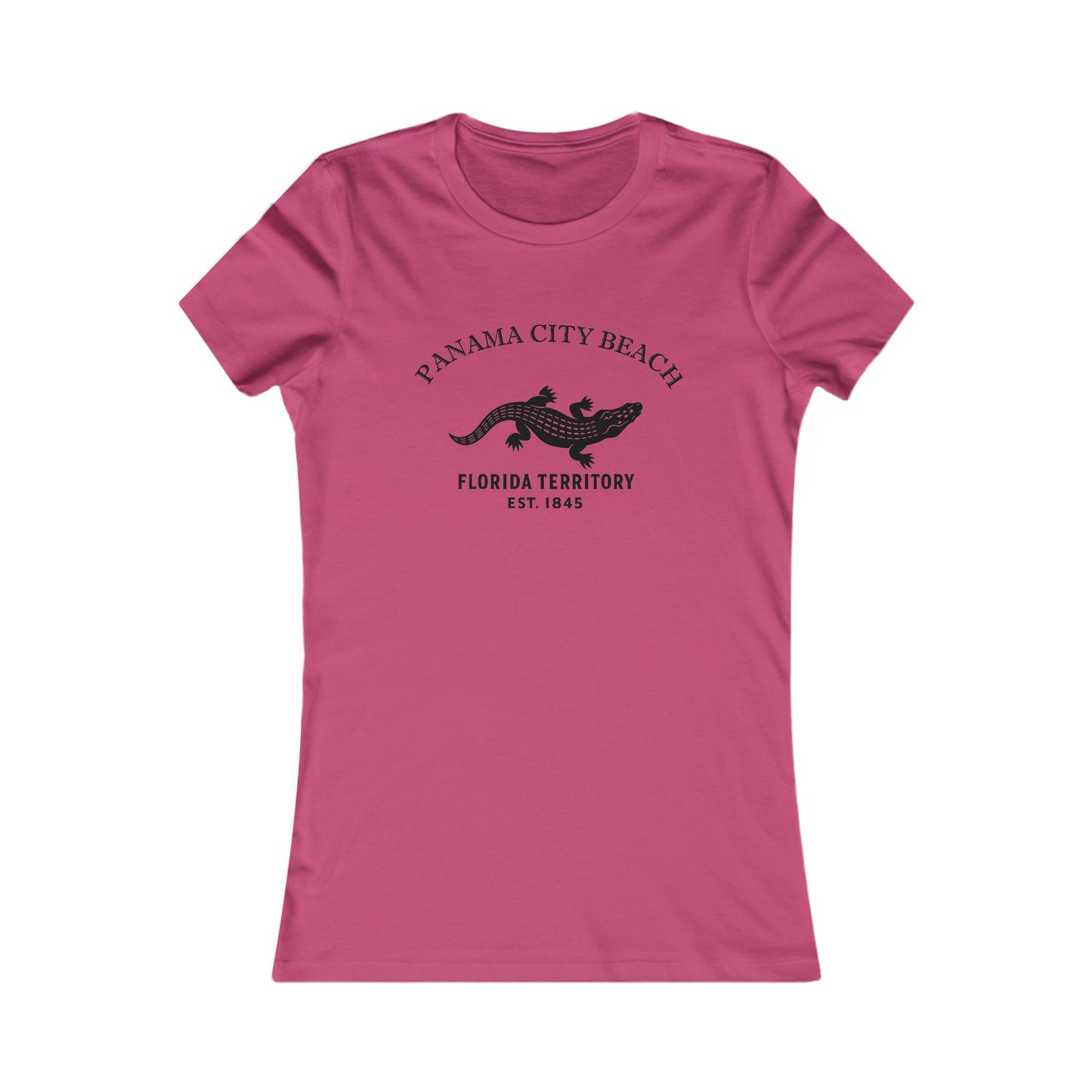Panama City Beach Florida Ringspun Cotten Fitted Vintage Retro Womens Tee - Black Logo