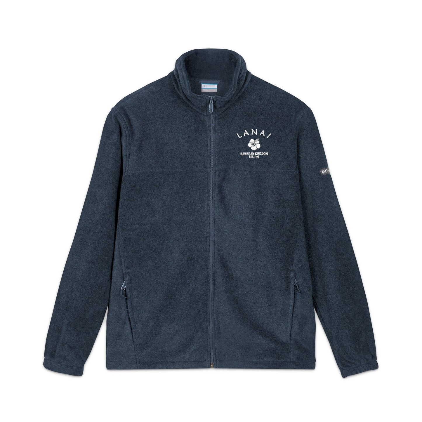 Lanai Hawaii Vintage Retro Unisex Embroidered Fleece Jacket - White Logo