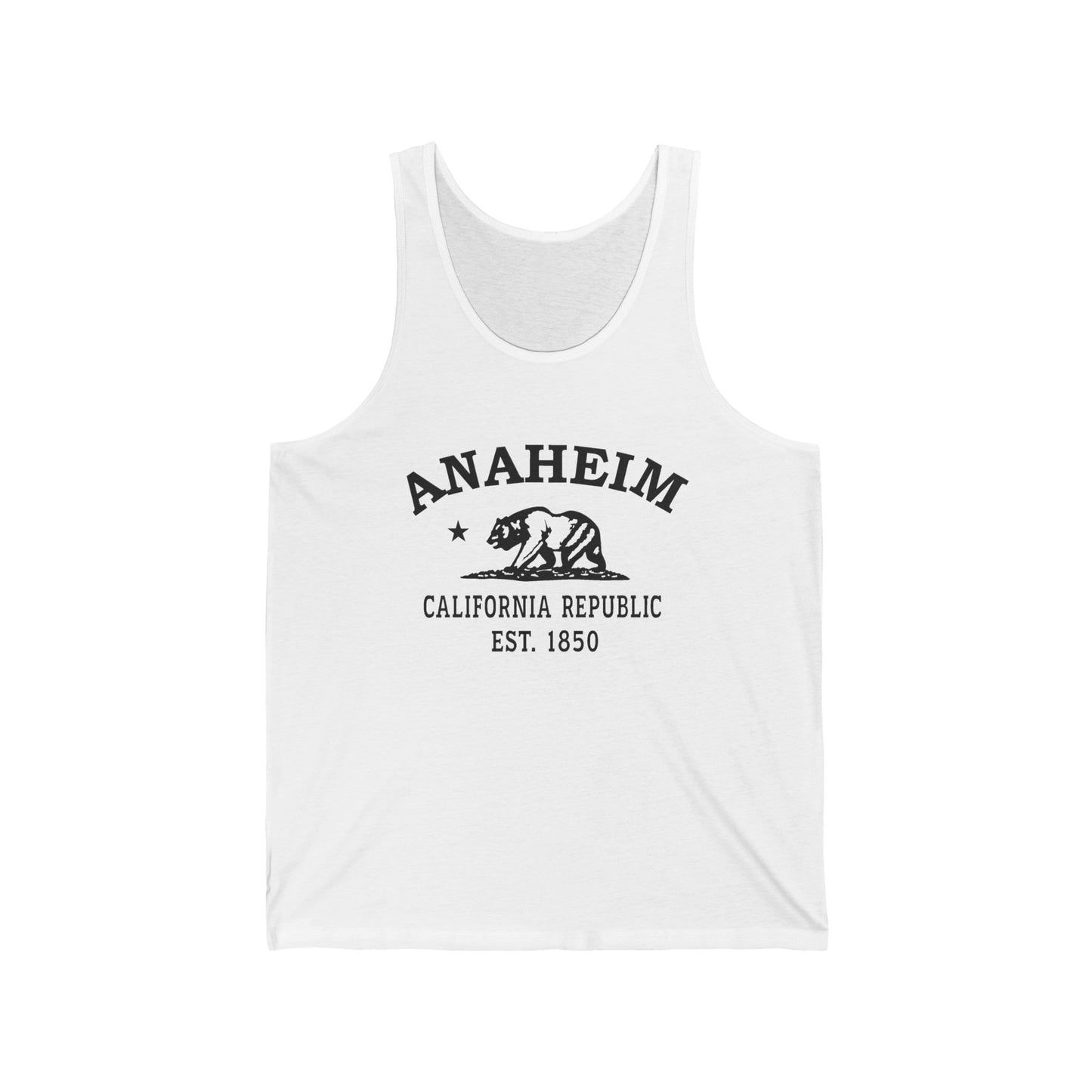 Anaheim California Vintage Retro Unisex Cotton Jersey Tank Top - Black Logo