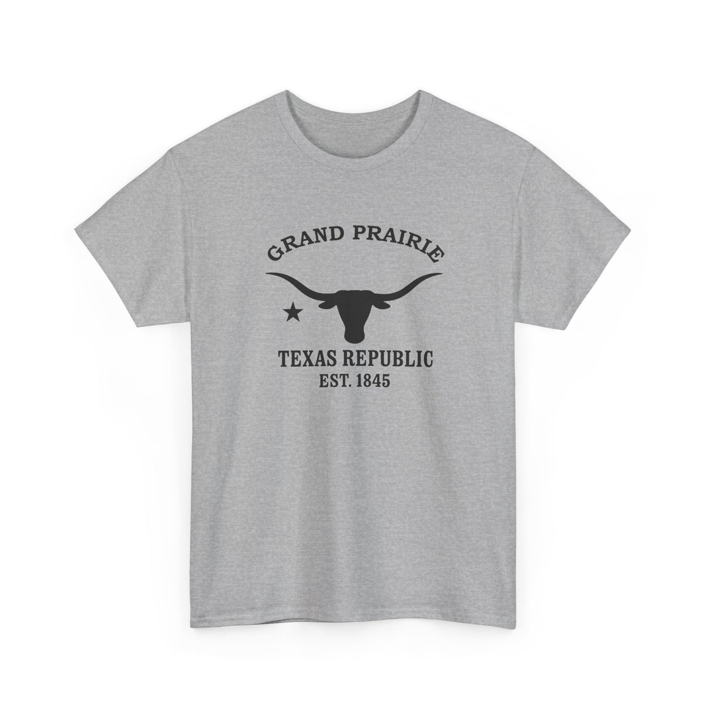 Grand Prairie Texas Vintage Retro Unisex Heavy Cotton Tee - Black Logo