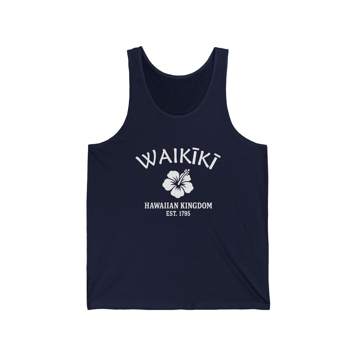 Waikiki Hawaii Vintage Retro Unisex Cotton Jersey Tank Top - White Logo