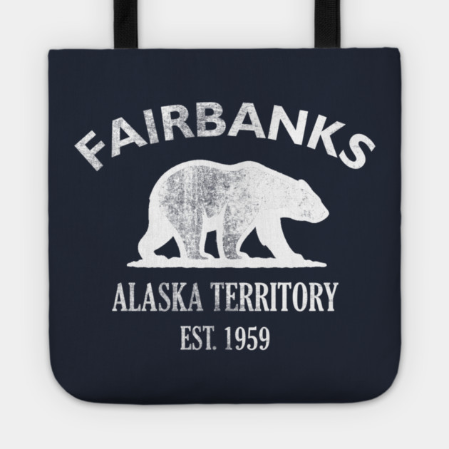 Fairbanks Alaska Vintage Retro Tote - White Logo