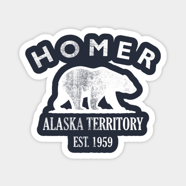 Homer Alaska Vintage Retro Magnet - White Logo