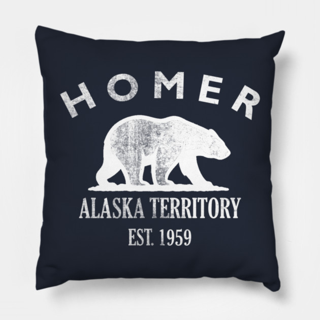 Homer Alaska Vintage Retro Throw-Pillow - White Logo