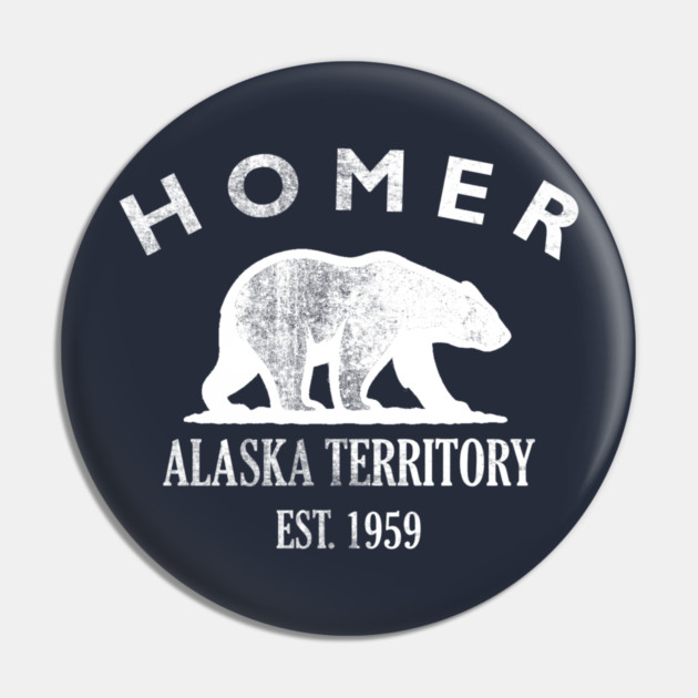 Homer Alaska Vintage Retro Pin - White Logo