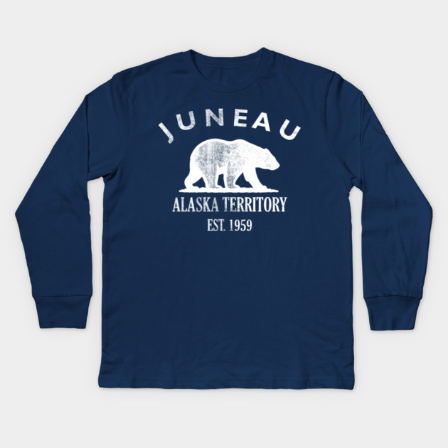 Juneau Alaska Vintage Retro Kids Long-Sleeve T-Shirt - White Logo - Various Colors