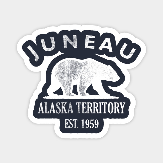 Juneau Alaska Vintage Retro Magnet - White Logo