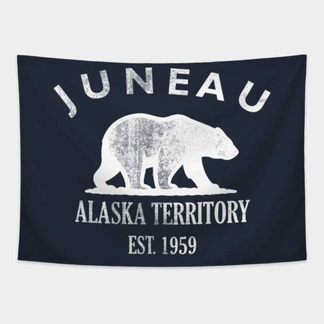 Juneau Alaska Vintage Retro Tapestry - White Logo