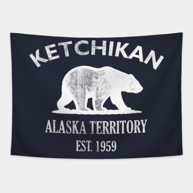 Ketchikan Alaska Vintage Retro Tapestry - White Logo