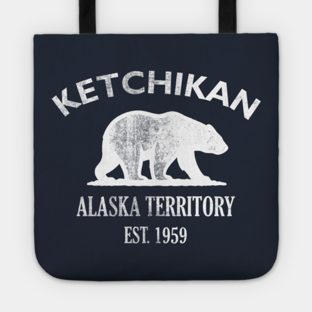 Ketchikan Alaska Vintage Retro Tote - White Logo