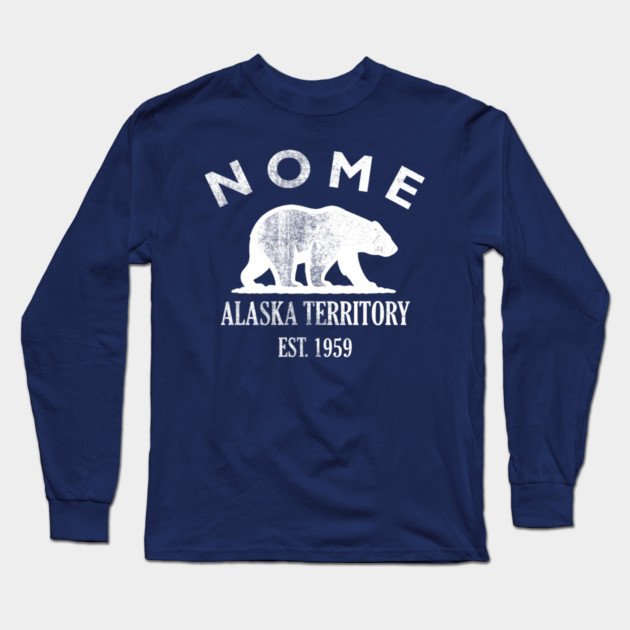 Nome Alaska Vintage Retro Adult Long-Sleeve T-Shirt - White Logo - Various Colors