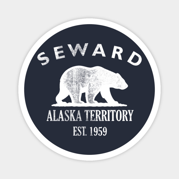Seward Alaska Vintage Retro Magnet - White Logo