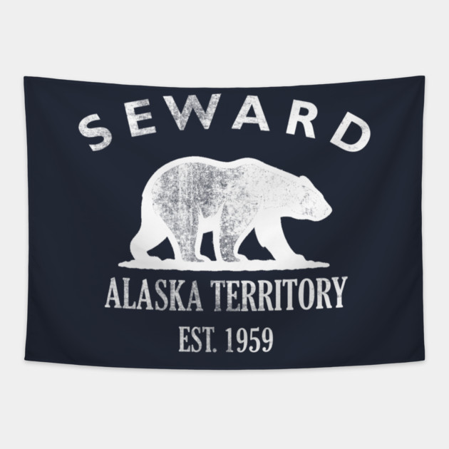 Seward Alaska Vintage Retro Tapestry - White Logo