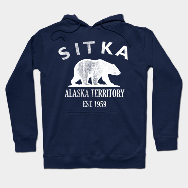 Sitka Alaska Vintage Retro Hoodie - White Logo - Various Colors