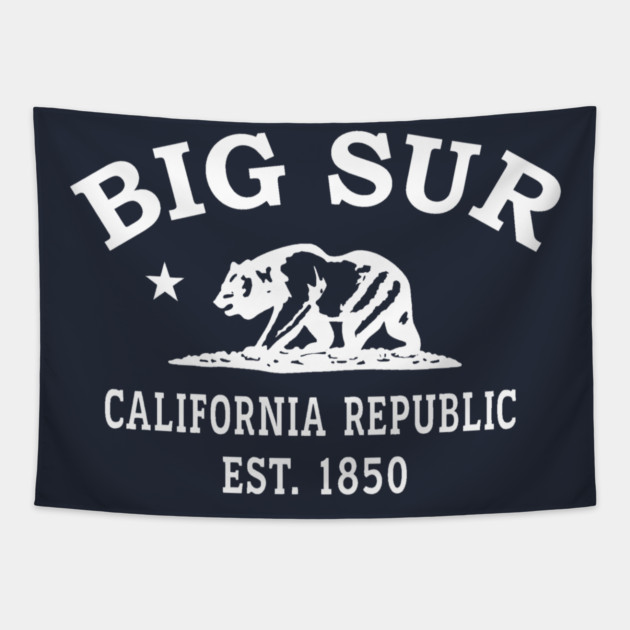 Big Sur California Vintage Retro Tapestry - White Logo