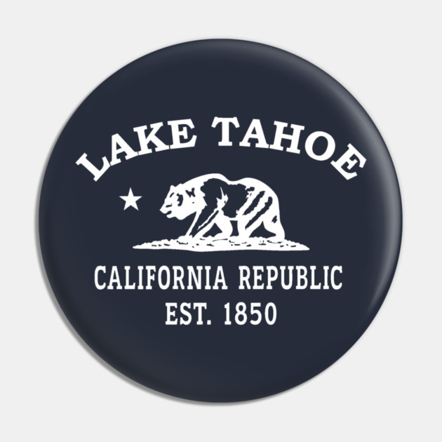 Lake Tahoe California Vintage Retro Pin - White Logo