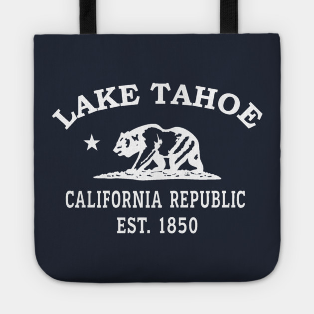 Lake Tahoe California Vintage Retro Tote - White Logo