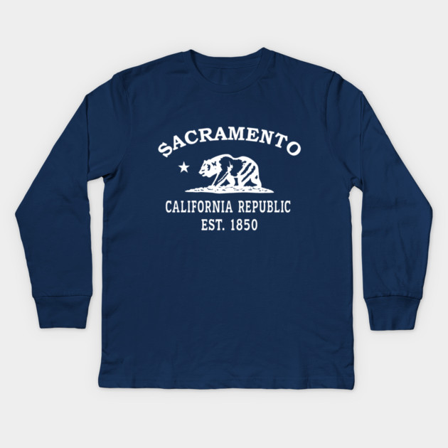 Sacramento California Vintage Retro Kids Long-Sleeve T-Shirt - White Logo - Various Colors